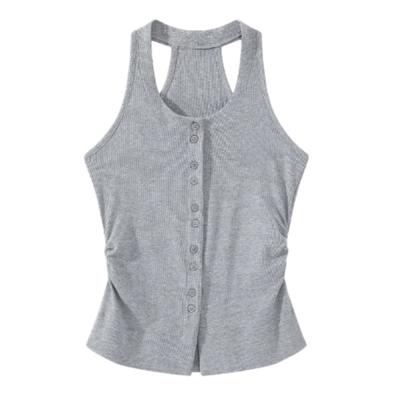 Grey Halter-Neck Racerback Tank Top
