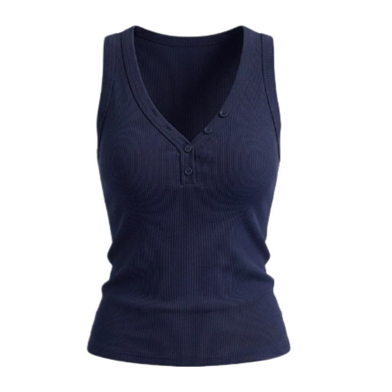 Versatile Slim-Fit Button-Detail Tank Top
