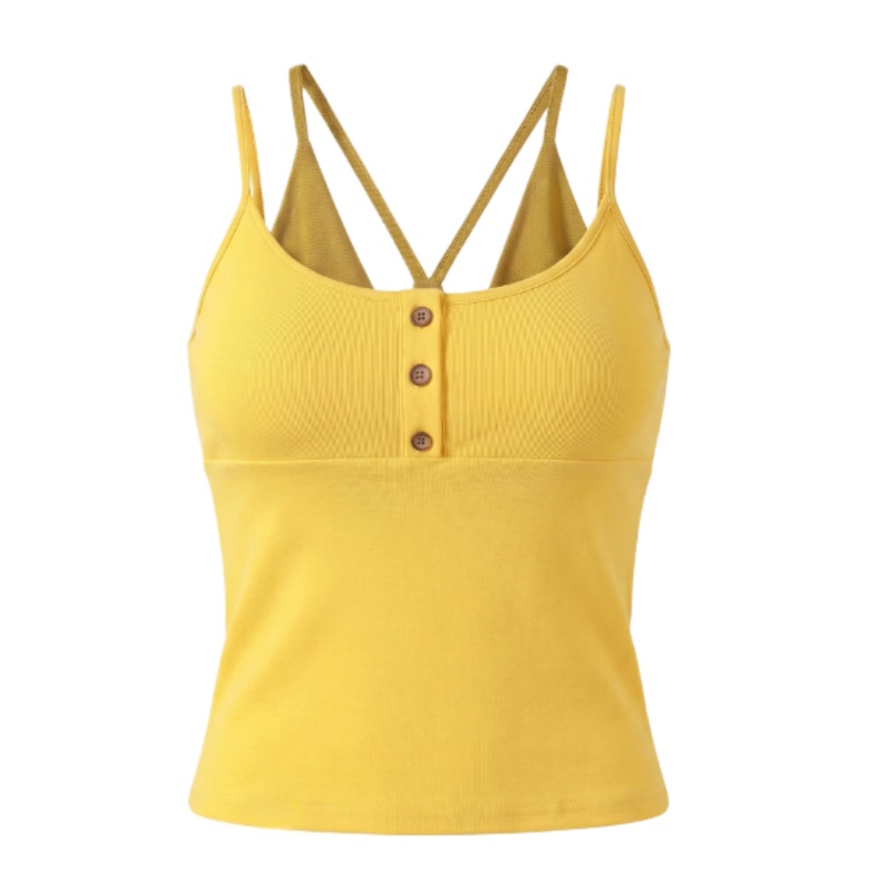 Yellow Button-Detail Tank Top